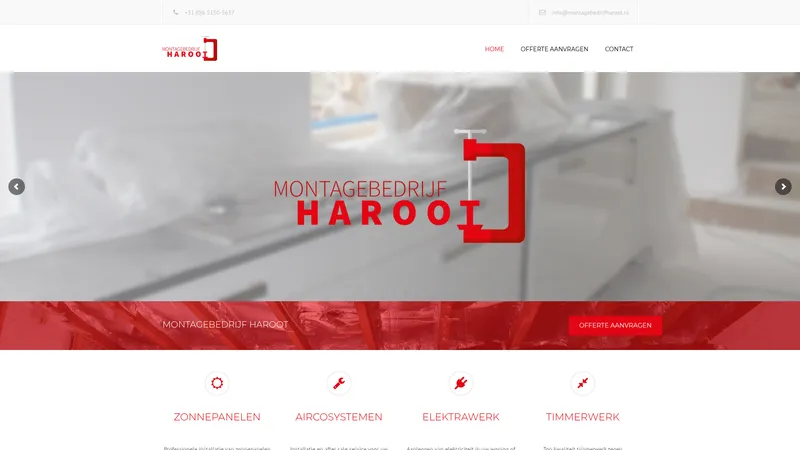 Website van Montagebedrijf Haroot
