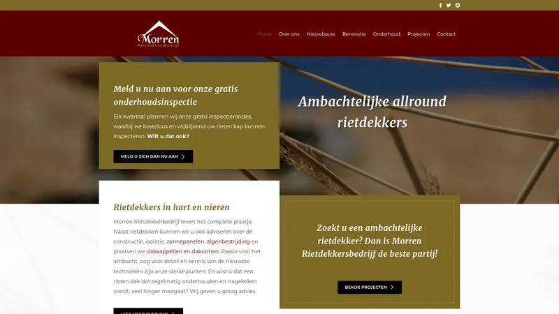 Website van Morren Rietdekkersbedrijf A