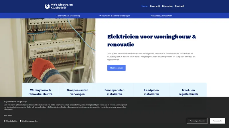 Website van Mo's electra en klusbedrijf