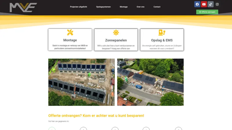 Website van MVE Elektrotechniek & Zonnepanelen