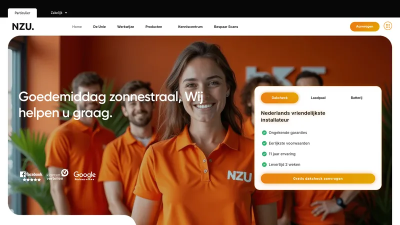 Website van Nederlandse Zonnepanelen Unie