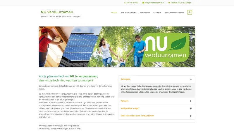 Website van NU Verduurzamen