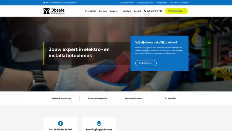 Website van Obsafe Beveiliging &