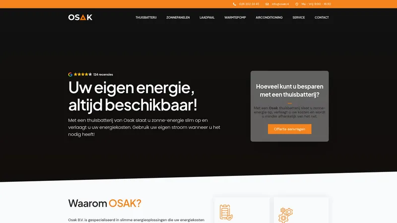 Website van Osak B.V.