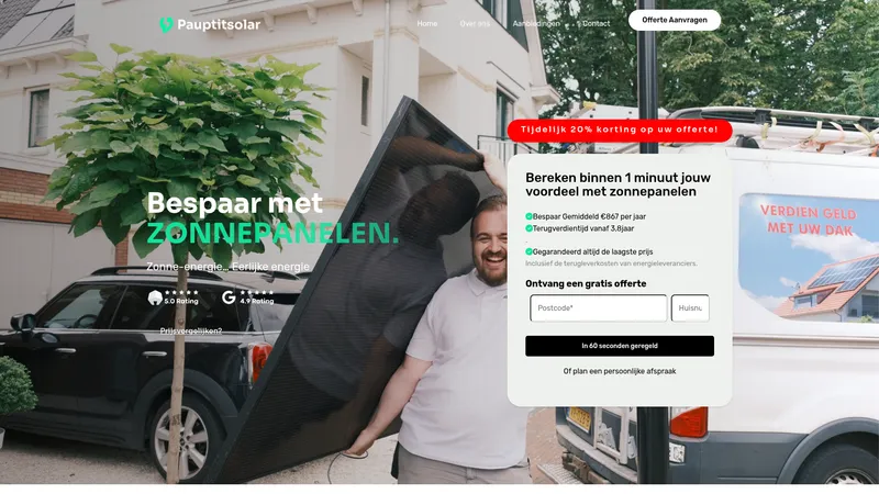 Website van Pauptit Solar