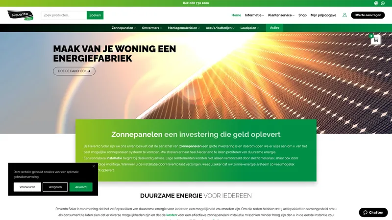 Website van Pavento Solar