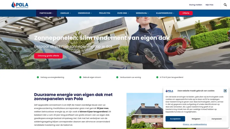 Website van Pola Zonnepanelen