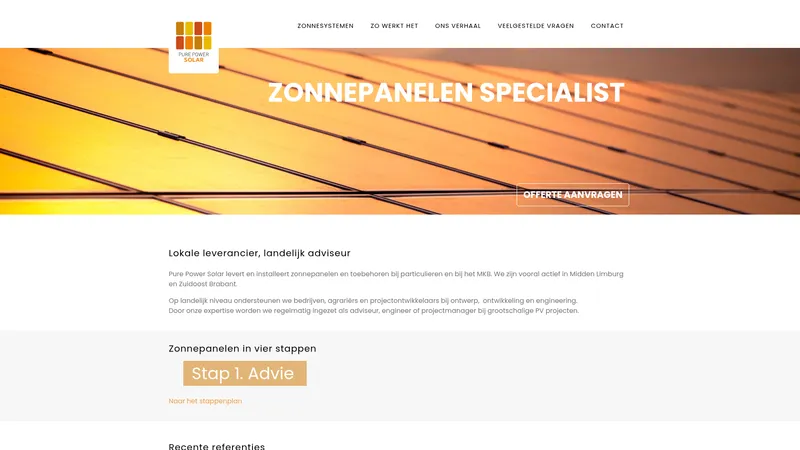 Website van Pure Power Solar