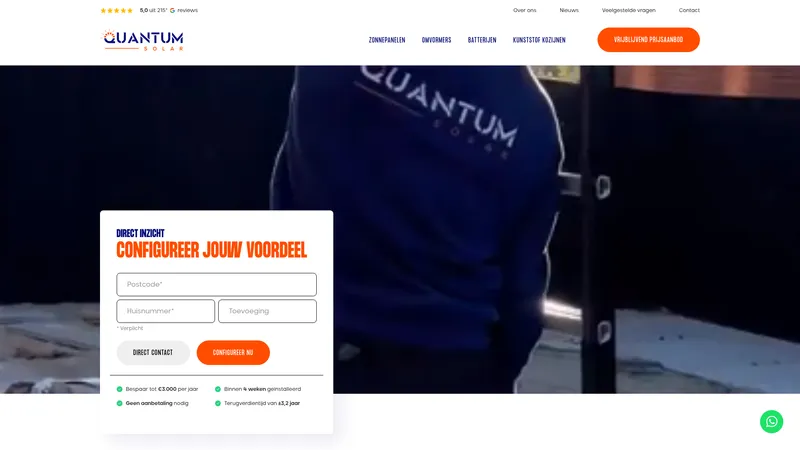 Website van Quantum Solar B.V