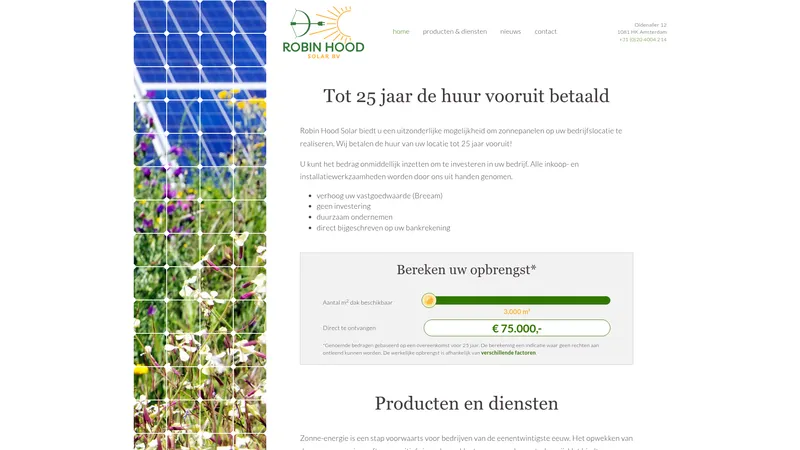 Website van Robin Hood Solar BV