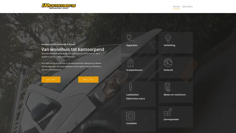 Website van Rommers Elektrotechniek & Service