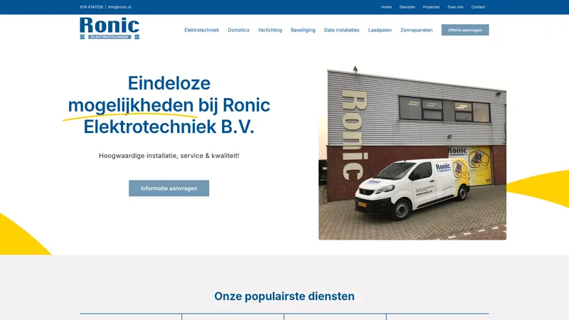 Website van Ronic Elektrotechniek B.V