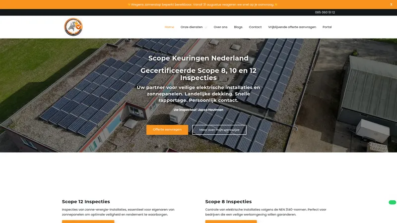 Website van Scope Keuringen Nederland