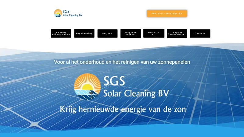 Website van SGS Solar Cleaning BV