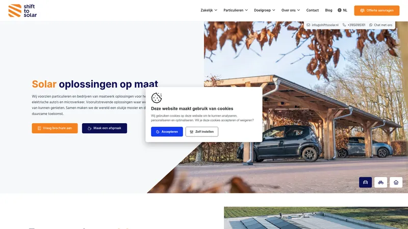 Website van Shift to Solar