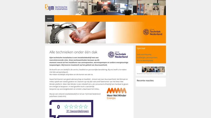 Website van Sijm Technische Installaties