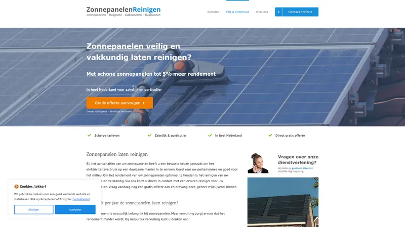 Website van Slim Zonnepanelen Reinigen