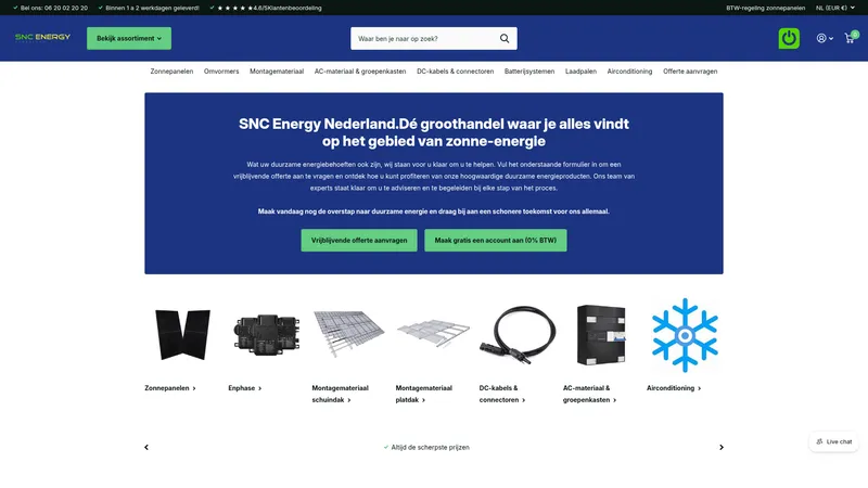 Website van SNC Energy Nederland