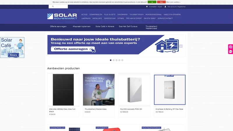 Website van Solar Bouwmarkt