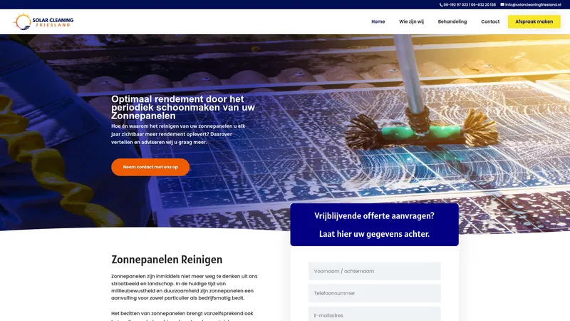 Website van Solar Cleaning Friesland