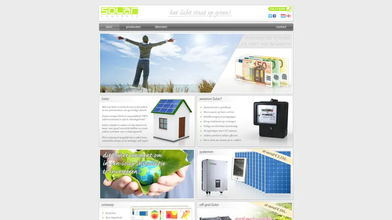 Website van Solar Conceptz