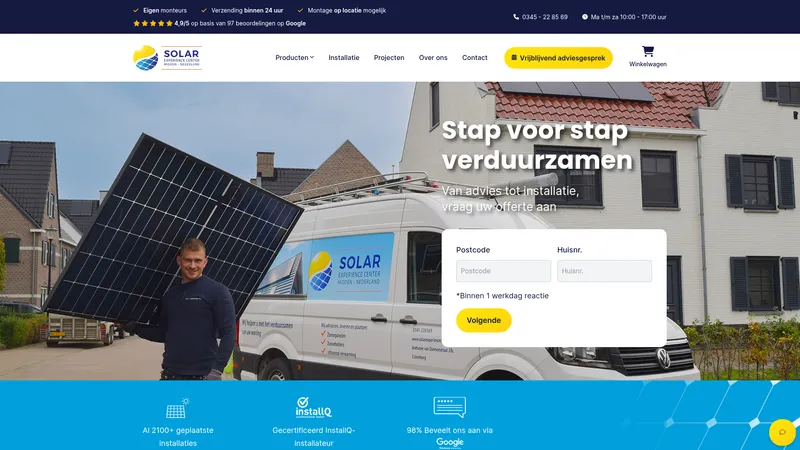 Website van Solar Experience Center