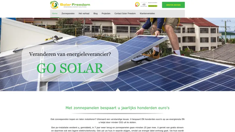 Website van Solar Freedom