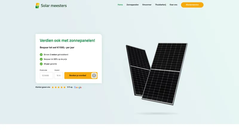 Website van Solar Meesters