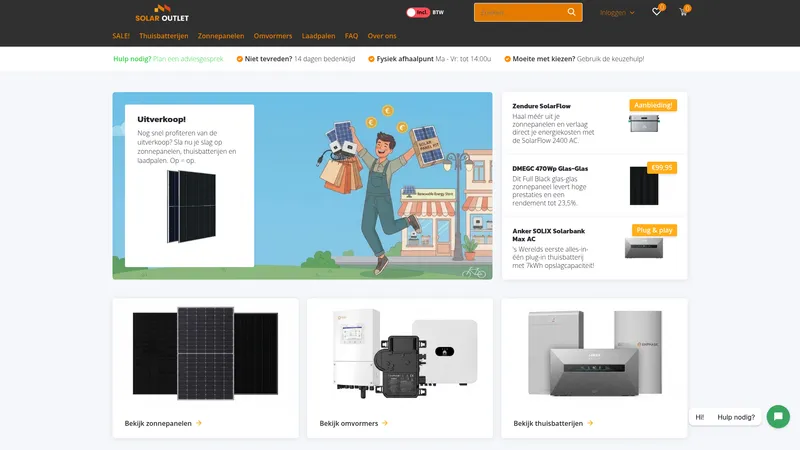 Website van Solar Outlet