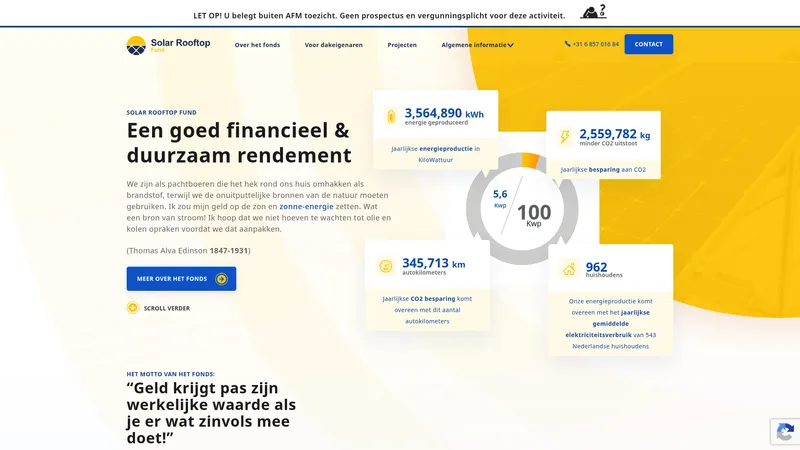 Website van Solar Rooftop Fund