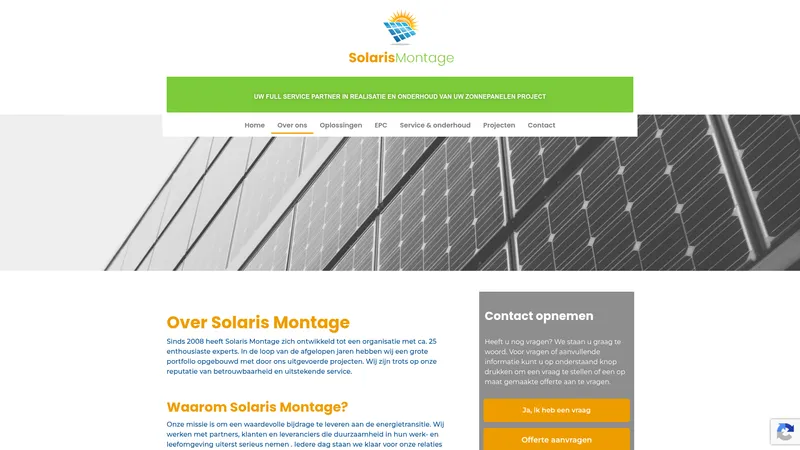 Website van Solaris Montage BV