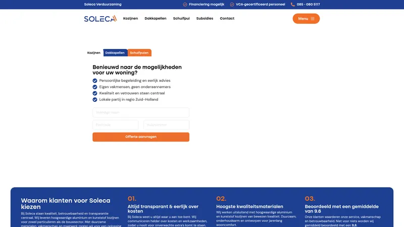 Website van Soleca B.V