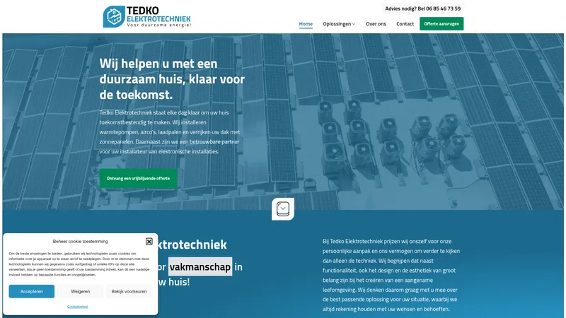 Website van Tedko Elektrotechniek