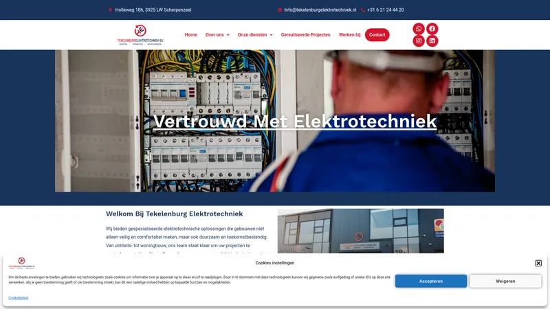 Website van Tekelenburg Elektrotechniek BV