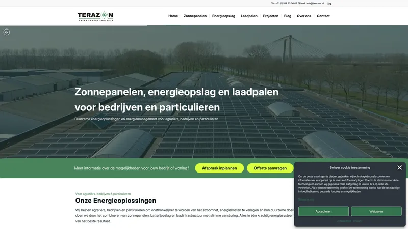 Website van Terazon Green Energy Projects B.V