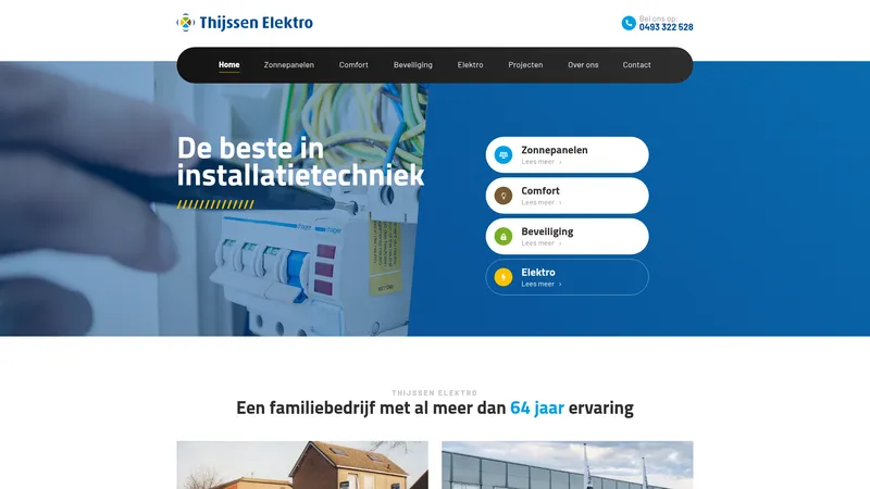 Website van Thijssen Elektro Deurne