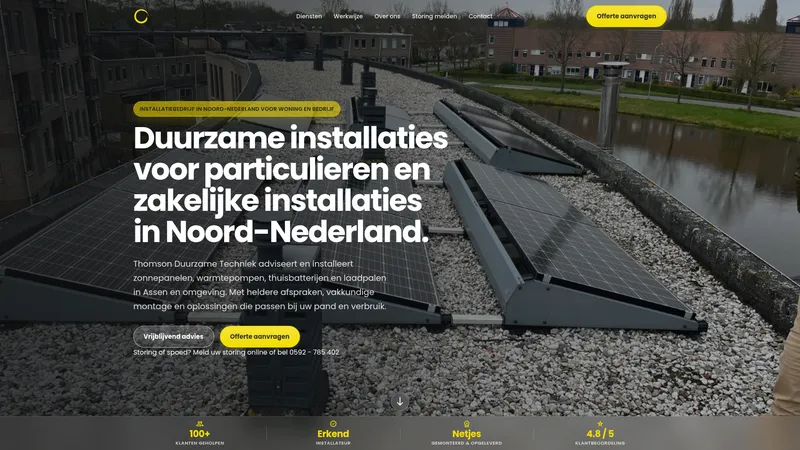 Website van Thomson Duurzame Techniek