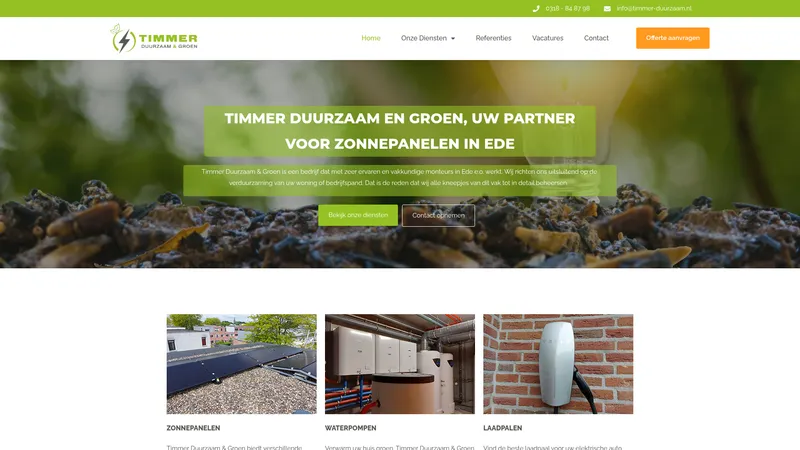 Website van Timmer Duurzaam & Groen