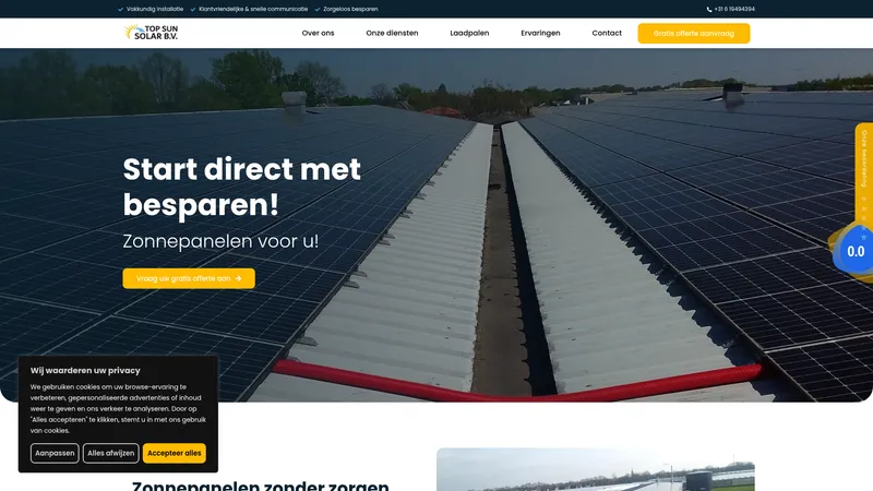 Website van Top Sun Solar B.V