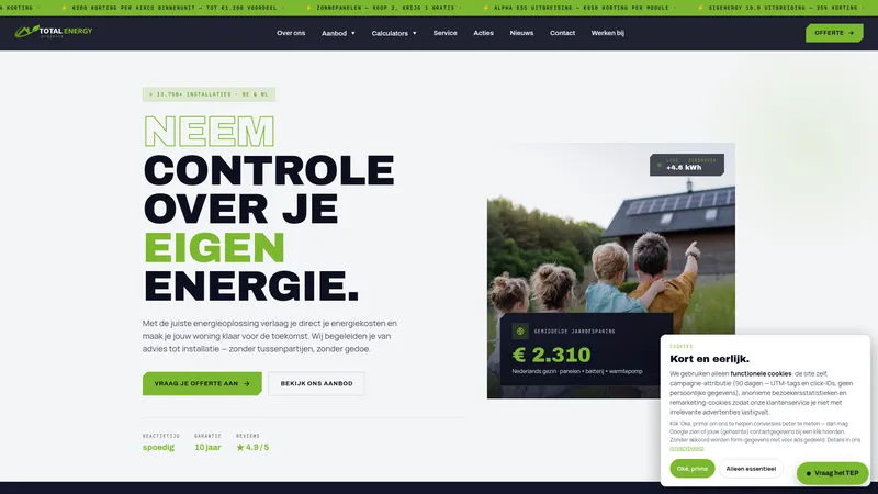 Website van Total Energy Projects