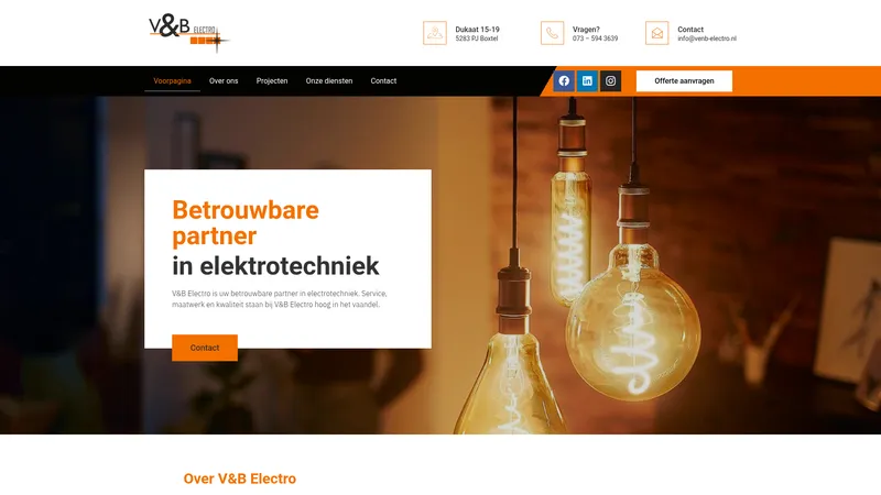 Website van V&B Electro