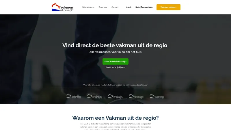 Website van Vakman uit de regio