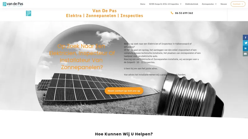 Website van Van de Pas Elektra