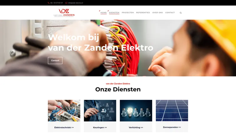 Website van van der Zanden Elektro