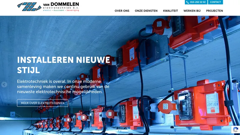 Website van van Dommelen Elektrotechniek B.V