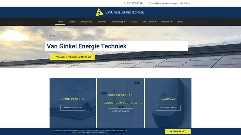 Website van Van Ginkel Energie Techniek