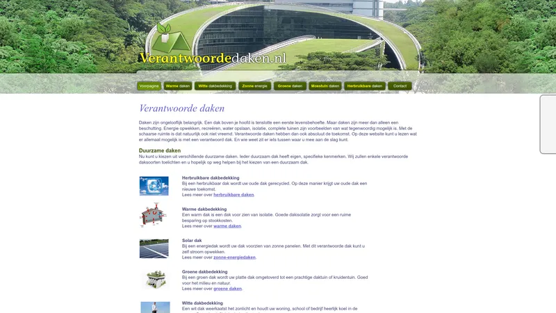 Website van Verantwoorde daken