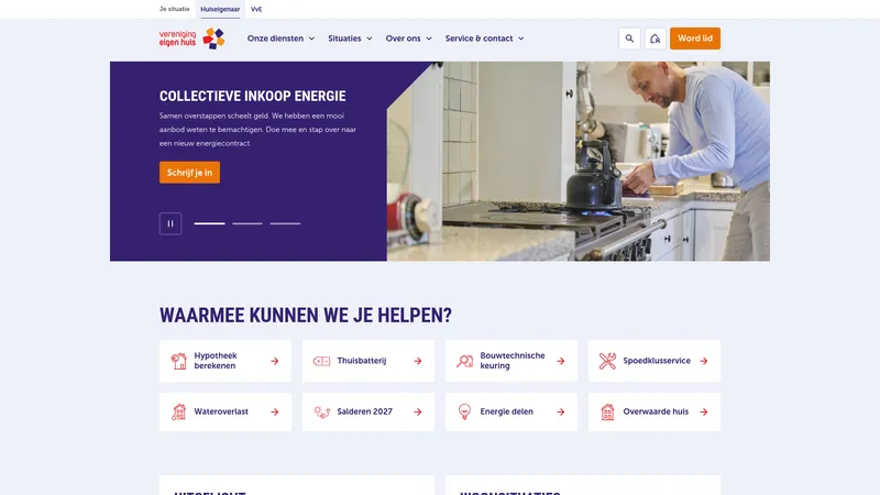 Website van Vereniging Eigen Huis