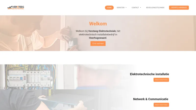 Website van Versteeg Elektrotechniek Heerhugowaard