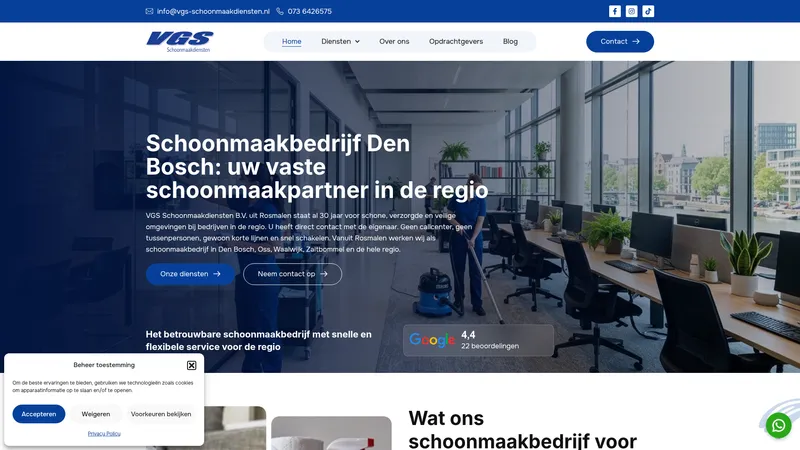 Website van VGS schoonmaakdiensten